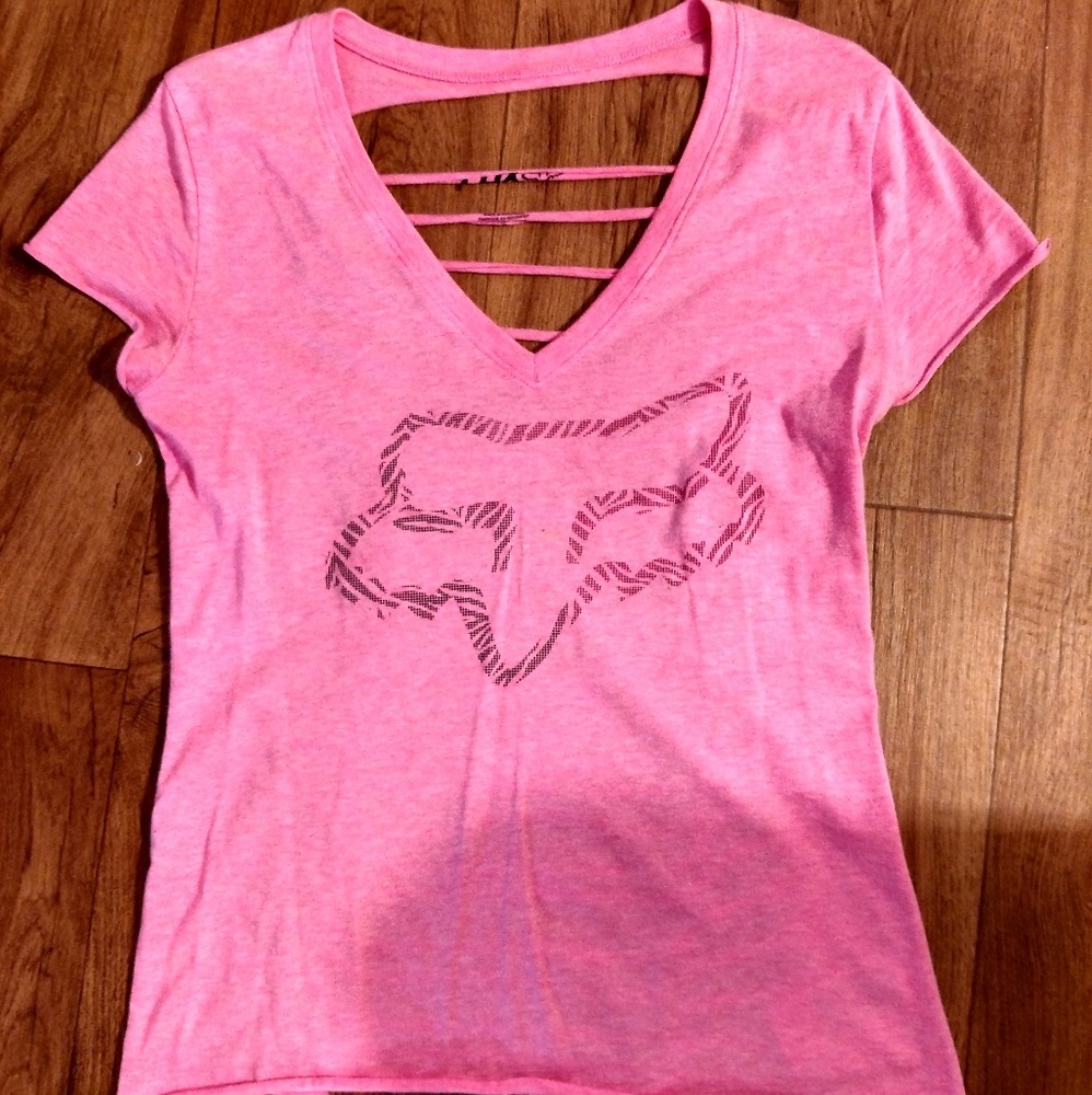Self cut & braided in back pink Fox t shirt
